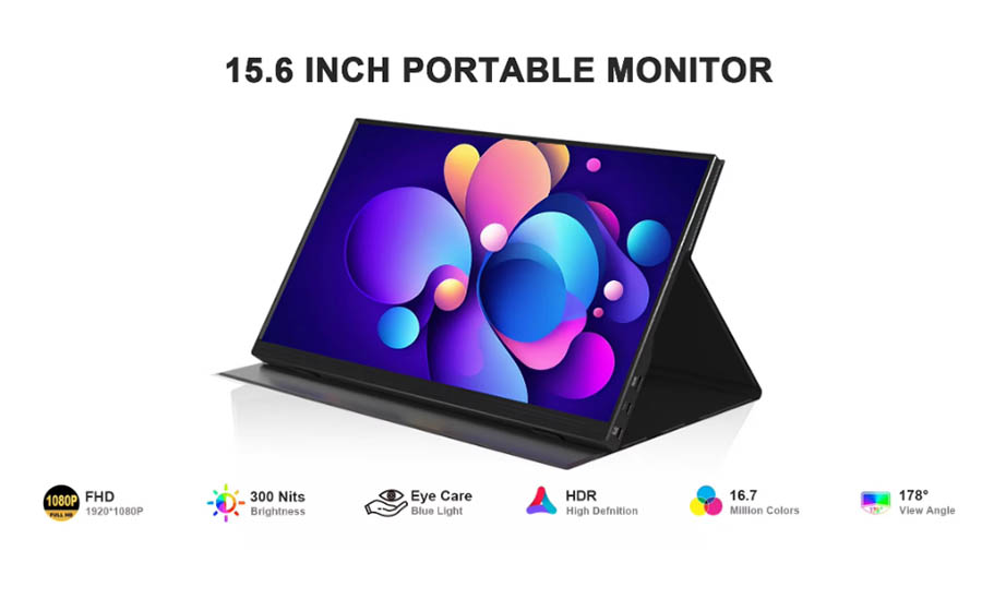 Factory price 15.6 Inch 1080p Mini HD Portable Monitor with Desktop Stand for Laptop Computer